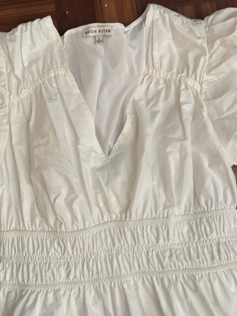 Moon River Pleated Eyelet Tiered Midi Dress white - Picture 5 of 6